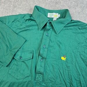 VTG Masters Augusta National Polo Shirt  Mens XL Green Golf Pocket Stretch 80s